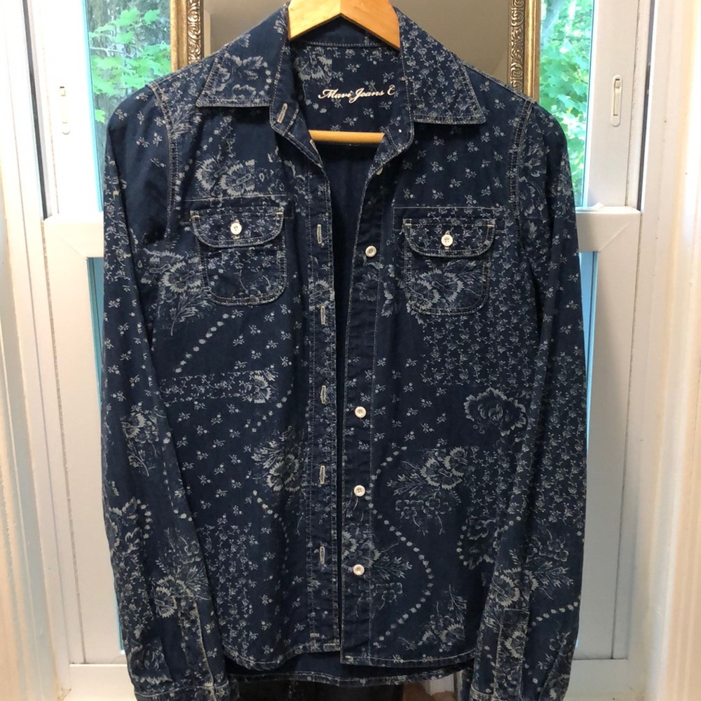 Mavi Jeans Co. denim floral button up